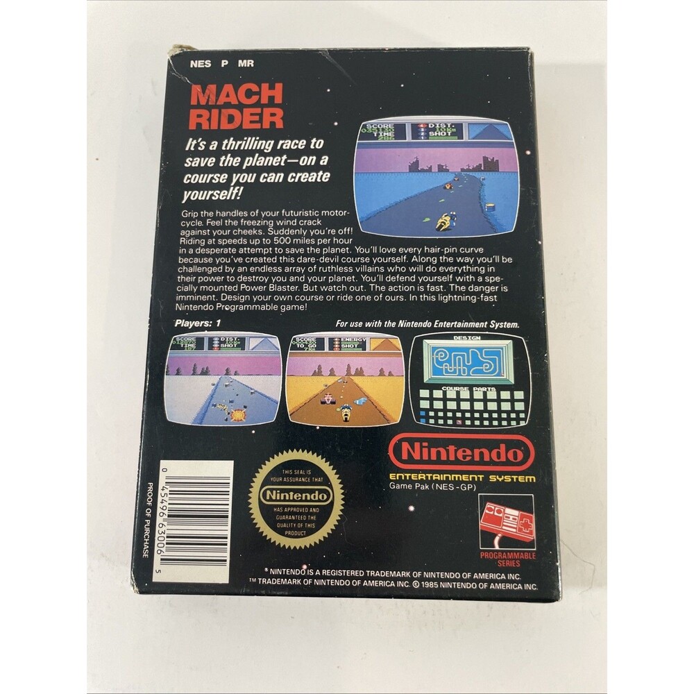 Mach Rider Nintendo NES In Box No Manual 3 Screw Circle Seal Poster Rare - Picture 3 of 7